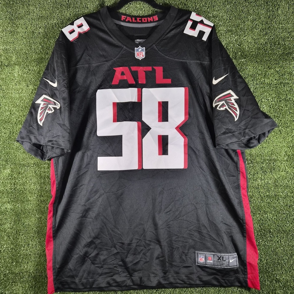 Atlanta Falcons Justin Tuggle #58 Nike On Field Jersey Mens XL Black Autographed